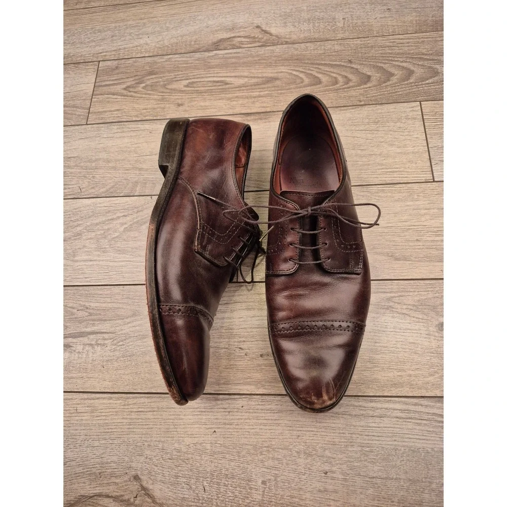 Allen Edmonds Fifth Avenue Brown‎ Leather Cap Toe Brogue Derby Shoes Mens 10.5 D
